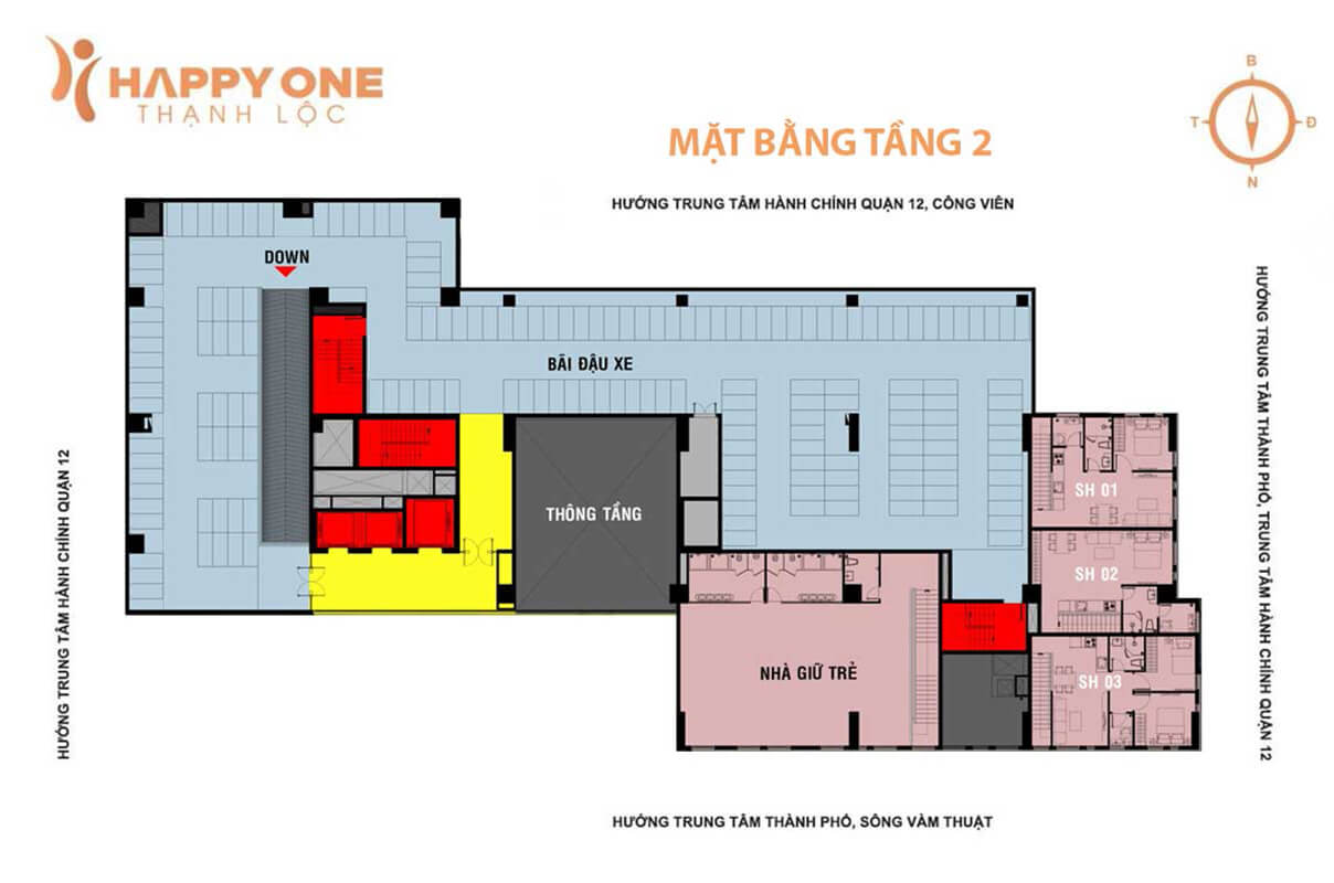 mặt bằng tầng 2 dự án happy one thạnh lộc