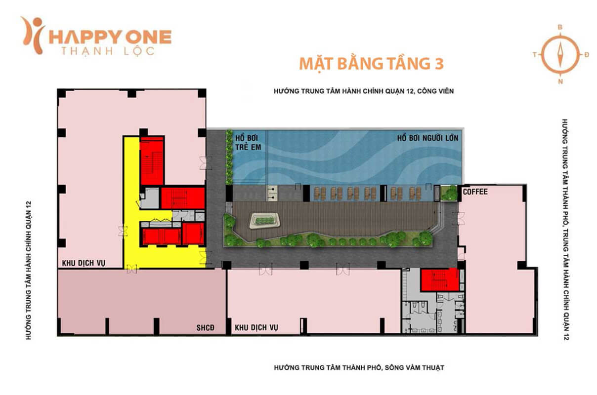 mặt bằng tầng 3 dự án happy one thạnh lộc